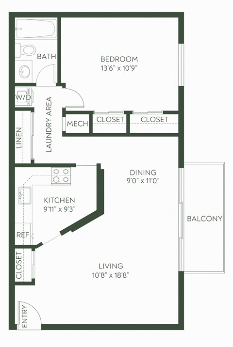 a floor plan of a small house with a kitchen and a living room